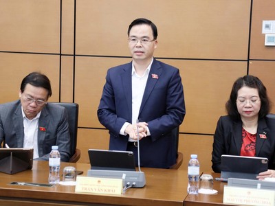 Đại biểu Quốc hội Trần Văn Khải (đoàn Ninh Bình) phát biểu tại tổ sáng 19/11