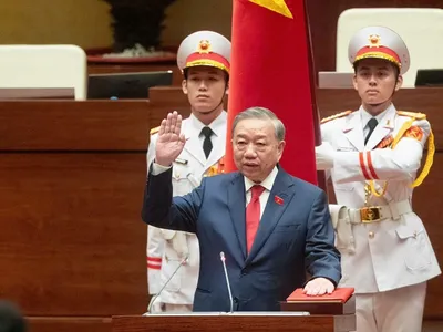 Tổng Bí thư, Chủ tịch nước Tô Lâm tại lễ tuyên thệ trước Quốc hội sáng 7/4 (Ảnh: Nguyễn Khánh)