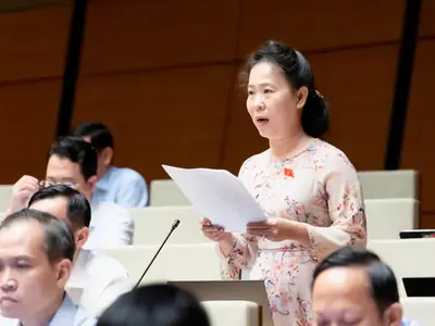 ĐBQH Tô Ái Vang thảo luận tại hội trường chiều 5/8