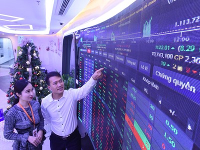 VN-Index sắp phá kỷ lục mọi thời đại 1.204,33 điểm xác lập ngày 9/4/2018 (ảnh Dũng Minh)