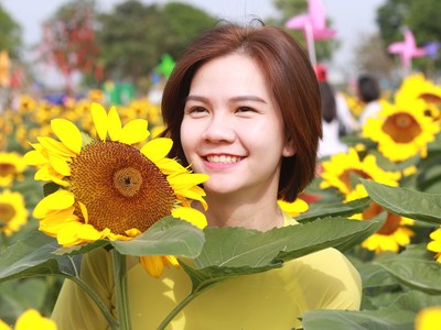 Ngày cuối năm đến Vạn Phúc ngắm những nụ cười hạnh phúc bên hoa hướng dương