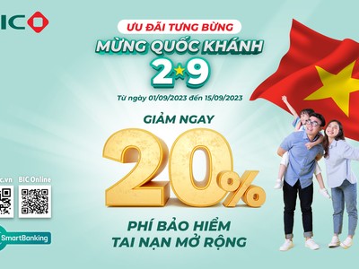 BIC ưu đãi 20% phí bảo hiểm Tai nạn mở rộng 