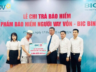 BIC chi trả gần 4 tỷ đồng quyền lợi bảo hiểm BIC Bình An cho khách hàng tại BIDV Phú Thọ