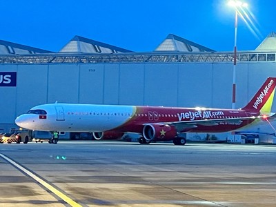 Tàu bay mới tại Hamburg (Đức) trước giờ cất cánh về Việt Nam.