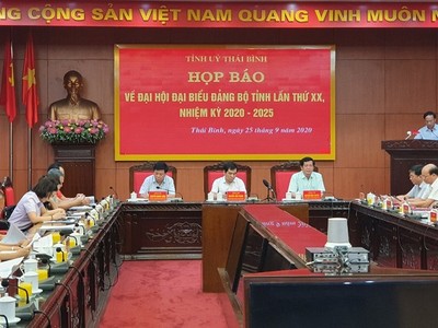 Đại hội Đảng bộ tỉnh Thái Bình lần thứ XX, nhiệm kỳ 2020 – 2025 sẽ diễn ra trong 3 ngày 13. 14 và 15-10.