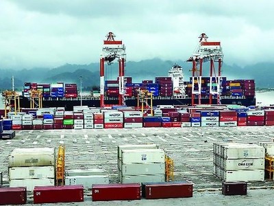 Tàu lớn vào làm hàng tại cảng container quốc tế Hải Phòng. Ảnh: Duy Thính (báo Hải Phòng).