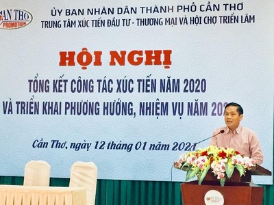 Ông Nguyễn Văn Hồng - Phó Chủ tịch UBND TP Cần Thơ tại hội nghị tổng kết Trung tâm Xúc tiến đầu tư - Thương mại và Hội chợ triển lãm Cần Thơ 2020.