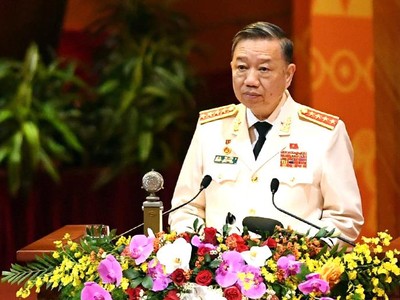 Bộ trưởng Bộ Công an Tô Lâm trình bày tham luận ngày 27/1.