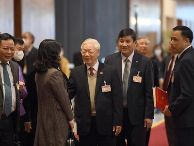 Tổng Bí thư, Chủ tịch nước Nguyễn Phú Trọng và các vị đại biểu dự Đại hội.