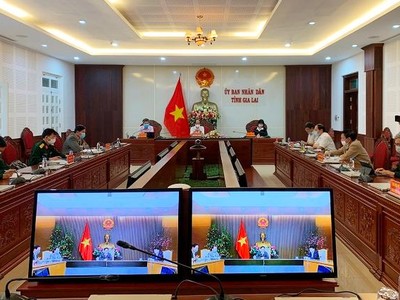 Phó Thủ tướng Chính phủ Vũ Đức Đam làm việc trực tuyến với Ban Chỉ đạo phòng chống dịch Covid-19 tỉnh Gia Lai.