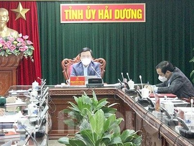Ông Phạm Xuân Thăng, Bí thư Tỉnh ủy Hải Dương chủ trì hội nghị lần thứ 10 của Ban Thường vụ Tỉnh ủy sáng ngày 15.02. Ảnh: baohaiduong.vn