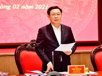 Bí thư Thành ủy Hà Nội Vương Đình Huệ tin tưởng, việc thống nhất các định hướng lớn vào Quy hoạch phân khu sông Hồng sẽ đáp ứng được sự ủng hộ và mong chờ của Nhân dân (Ảnh: Thanh Hải).