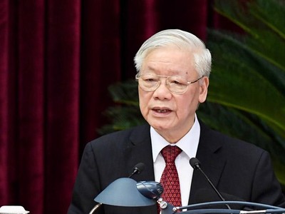 Tổng bí thư, Chủ tịch nước Nguyễn Phú Trọng phát biểu bế mạc Hội nghị.