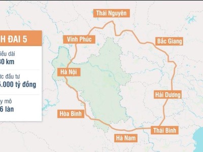 Tuyến đường Vành đai 5 vùng Thủ đô có quy mô 4 - 6 làn xe qua 8 địa phận tỉnh, thành phố