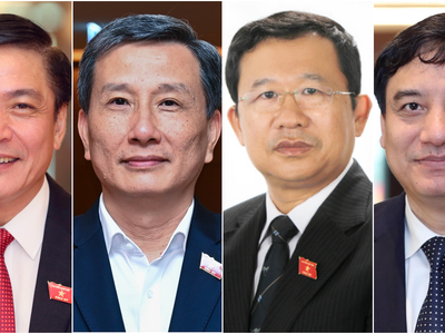 Từ trái qua là các ông Bùi Văn Cường, Lê Quang Huy, Vũ Hải Hà, Nguyễn Đắc Vinh.