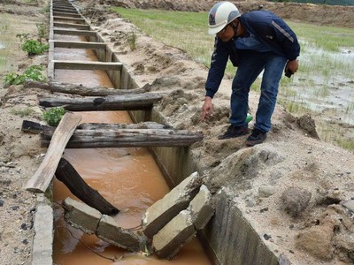 Công trình thủy lợi Pleikeo bị hư hỏng khi chưa nghiệm thu bàn giao - Ảnh: Hoàng Thanh