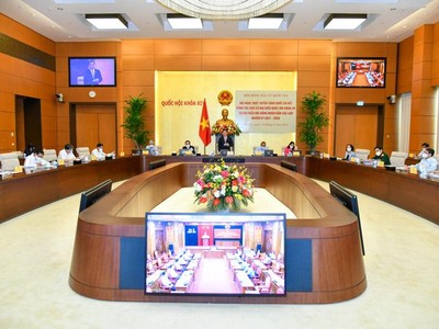 Hội nghị trực tuyến toàn quốc triển khai công tác bầu cử đại biểu Quốc hội khóa XV (Ảnh TTXVN)