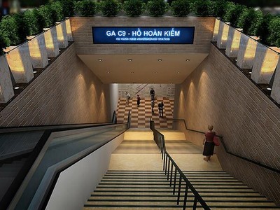 Phối cảnh ga ngầm C9, Dự án metro số 2 Hà Nội.