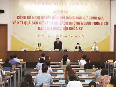 Hội đồng Bầu cử quốc gia tổ chức họp báo công bố kết quả bầu cử và danh sách những người trúng cử ĐBQH khóa XV.