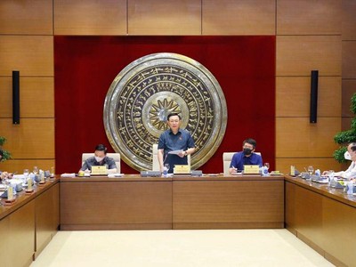 Chủ tịch Quốc hội Vương Đình Huệ phát biểu tại buổi làm việc.