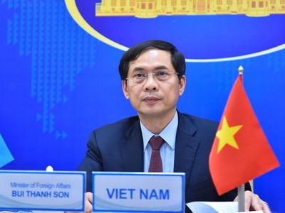 Bộ trưởng Ngoại giao Bùi Thanh Sơn tham dự Phiên thảo luận mở trực tuyến cấp cao của HĐBA LHQ (Ảnh: BNG)