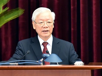 Tổng Bí thư Nguyễn Phú Trọng phát biểu khai mạc Hội nghị Trung ương 3 khóa XIII. Ảnh: VGP/Nhật Bắc