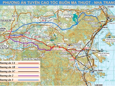 Dự kiến phương án tuyến cao tốc Khánh Hòa - Buôn Ma Thuột.