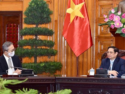 Thủ tướng Phạm Minh Chính tiếp Đại sứ Nhật Bản Yamada Takio (Ảnh: Nhật Bắc)