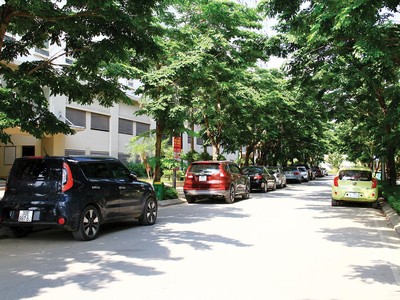  Nhiều chung cư không đủ chỗ để xe, cư dân phải để xe trên đường nội bộ. Ảnh: Thành Nguyễn