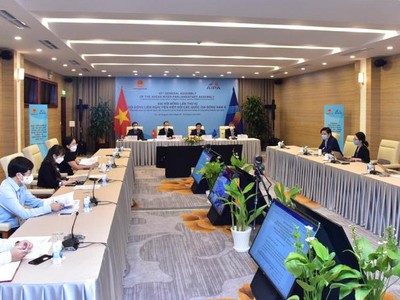 Đoàn đại biểu Quốc hội Việt Nam tham dự phiên họp.