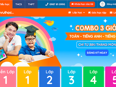 Giao diện nền tảng Vuihoc.