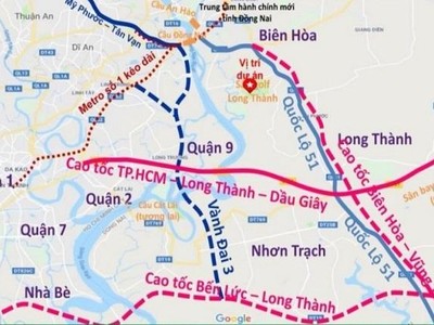 Bản đồ hạ tầng giao thông khu vực Đông Nam Bộ.