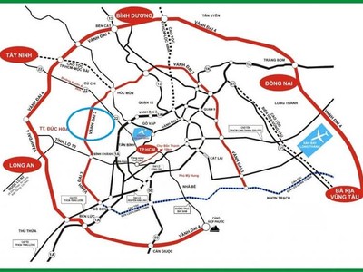 Bản đồ hướng tuyến vành đai 3, vành đai 4 TP.HCM.