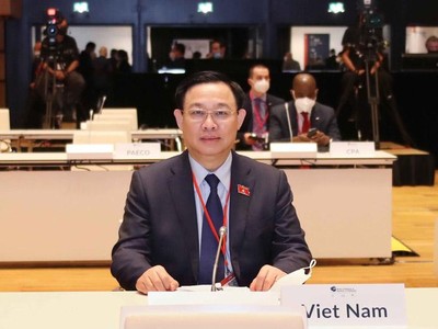 Chủ tịch Quốc hội Vương Đình Huệ tại Hội nghị các Chủ tịch Quốc hội Thế giới lần thứ 5 (Ảnh TTXVN)