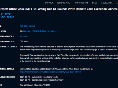 Thông tin từ website Microsoft về lỗ hổng bảo mật do Chuyên gia Trần Văn Khang phát hiện