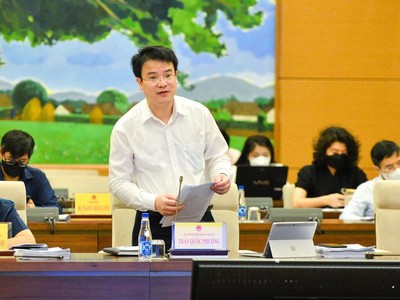 Thứ trưởng Bộ Kế hoạch và Đầu tư Trần Quốc Phương báo cáo tại phiên họp.