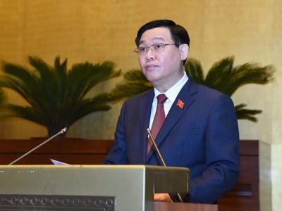 Chủ tịch Quốc hội Vương Đình Huệ phát biểu khai mạc kỳ họp thứ Hai, Quốc hội khoá XV, sáng 20/10 (Ảnh: Duy Linh)