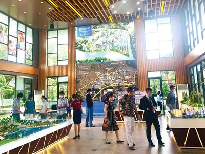 Khách tham quan dự án Khu đô thị Mizuki Park. Ảnh: Trọng Tín 