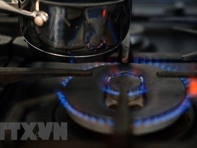 Bếp gas được sử dụng trong một gia đình ở Liverpool, Tây Bắc Anh ngày 20/9/2021. (Ảnh: AFP/TTXVN)