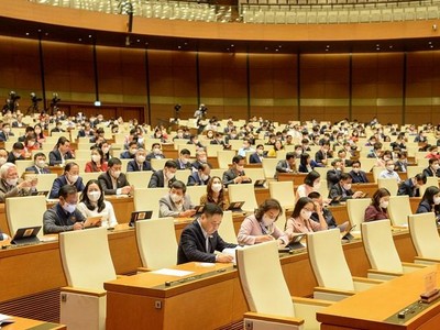 Một phiên họp toàn thể của Quốc hội khoá XV.