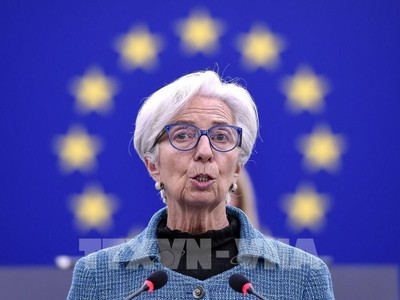Chủ tịch ECB Christine Lagarde phát biểu tại phiên họp Nghị viện châu Âu ở Strasbourg, Pháp, ngày 14/2/2022. Ảnh: AFP/ TTXVN