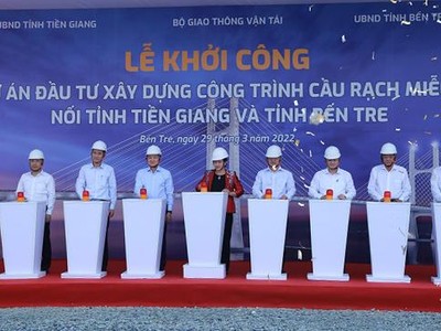 Dự án khởi công xây dựng cầu Rạch Miễu 2 chính thức được khởi công xây dựng