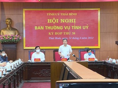Ông Ngô Đông Hải, Ủy viên Trung ương Đảng, Bí thư Tỉnh ủy Thái Bình phát biểu tại hội nghị.