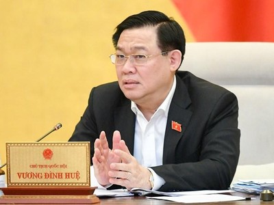 Chủ tịch Quốc hội Vương Đình Huệ phát biểu tại phiên thảo luận.