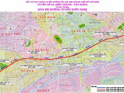 Sơ đồ hướng tuyến metro số 3a TP.HCM.