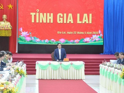 Thủ tướng Chính phủ Phạm Minh Chính làm việc lãnh đạo với tỉnh Gia Lai trong sáng ngày 22/5.