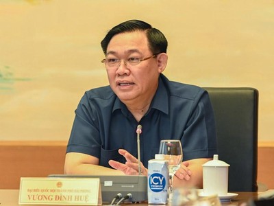 Chủ tịch Quốc hội Vương Đình Huệ phát biểu tại tổ sáng 25/5