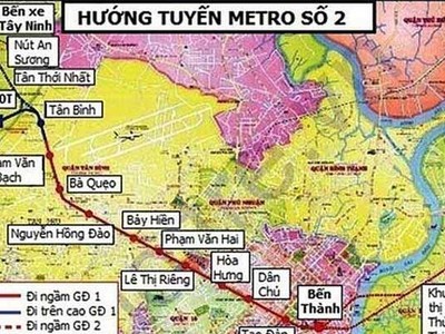 Hướng tuyến metro số 2 (Bến Thành - Tham Lương)