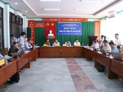 Ninh Thuận tổ chức họp báo, cung cấp thông tin cho các cơ quan báo chí. Ảnh: Thành Danh