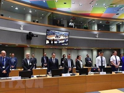 Các đại biểu dự Hội nghị Bộ trưởng Năng lượng EU tại Brussels, Bỉ, ngày 9/9/2022. (Ảnh: AFP/TTXVN)